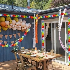 10 Pack Super Long Tropical Multicolored Plastic Garland Flower Leis for Part…