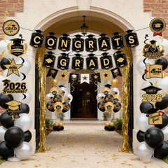 Graduation Decorations 2026 Gold Set – Grad Decor with Congrats Grad BannerClas