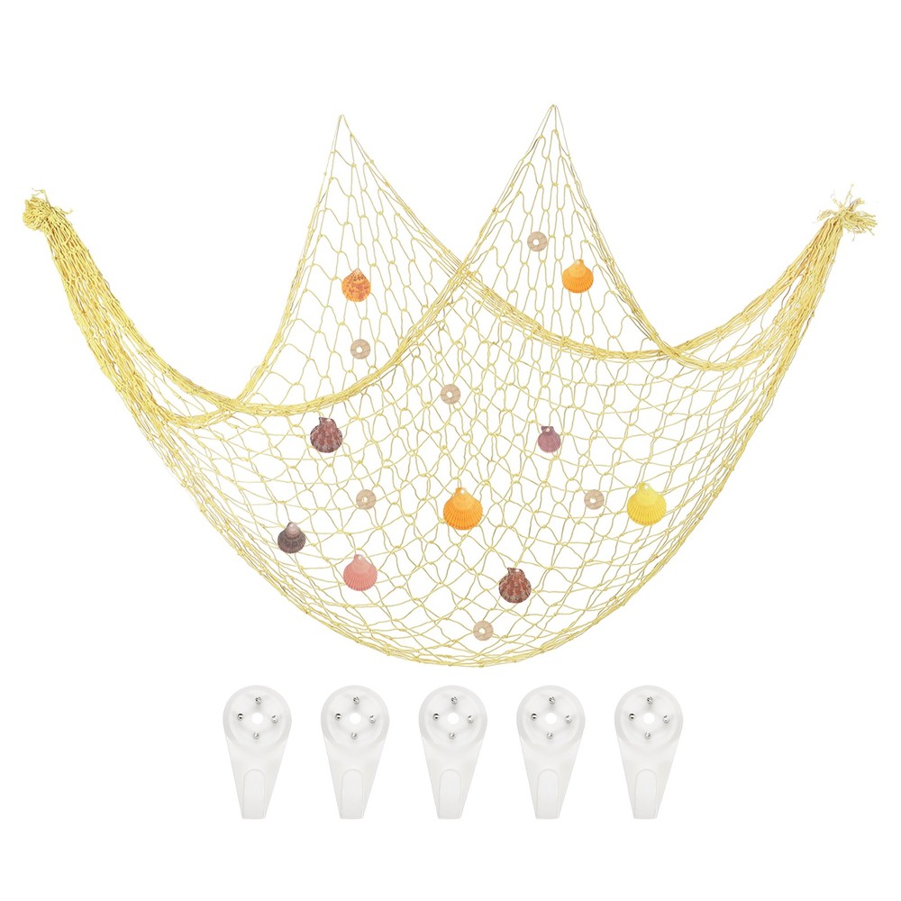Decorative Fishing Net 40″x80″ Fish Net DECORative with Shell Egg Yellow