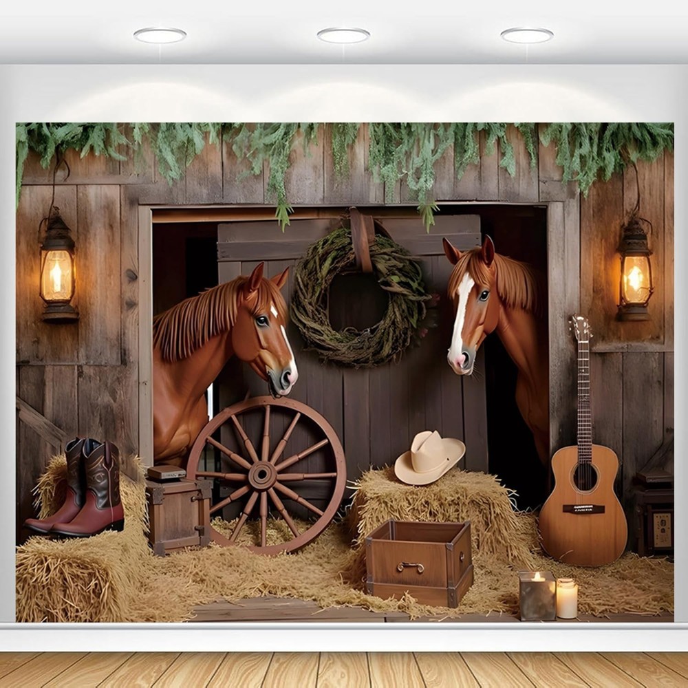 Western Backdrop 10x8ft Cowboy Party Decorations Wild West Rodeo Themed Banner,,