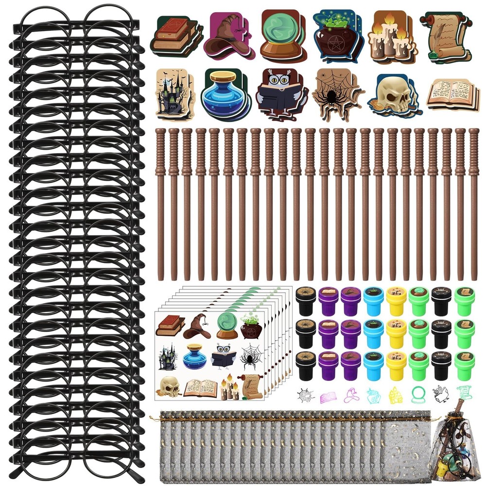 Pasimy 144 Pcs Wizard Party Favors Birthday Decorations with Mini Notebook Bl…