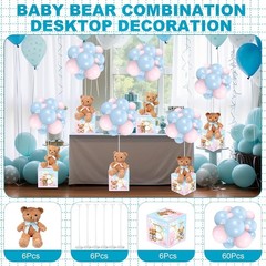 6-Set Baby Shower Bear Boxes & Balloon Decor – Gender Reveal Party Kit