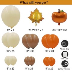 Orange Brown Lvory Balloon Arch Kit 142pcs Fall Balloon Garland with Pumpkin …