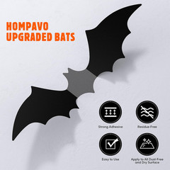 120PCS 3D Bats Halloween Decorations – Realistic PVC Wall Decor Stickers