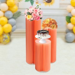3PCS Pink Thickened Paper& PVC Foldable Paper Columns Display Pedestals Stands