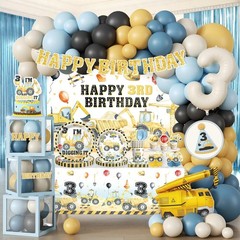 290PCS Construction Themed 3rd Birthday Party Supplies-Serves 25