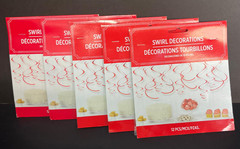 5 PACK Red Swirl Decorations 60pcs Total, 22in