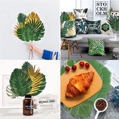 72 Pieces 10 Kinds Artificial Palm Leaves Golden Tropical 72pcs Gold
