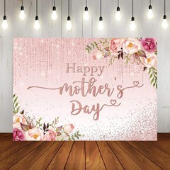 7x5ft Pink Floral Mother’s Day Backdrop Banner – Happy Mother’s Day Party Decor