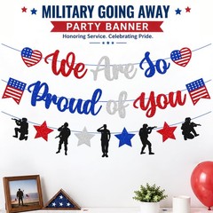Military Going Away Party Decorations We Are So Proud of You Banner Blue