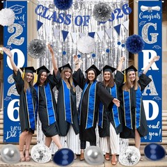 Graduation Decorations 2026 Blue and Silver Graduation Porch Sign Class of 20…