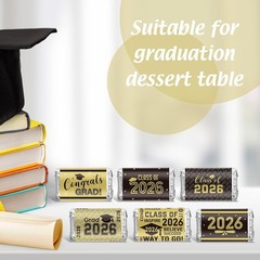 Congrats Grad Mini Candy Bar Wrapper Set – 90 Black and Gold Graduation Labels