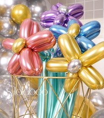 Metallic 260 Balloons 100PCS Multicolored Latex Long Shiny Balloon to Twistin…