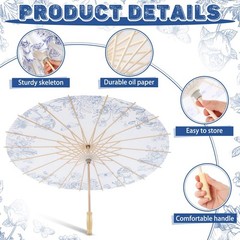 12 Pack Umbrellas Bulk for Wedding, 23.6″ Chinese Japanese Parasol Vintage De…