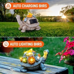 Solar Garden Outdoor Statues with Succulent and 7 LED Lights – Lawn Decor Tor…