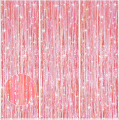Silver Party Streamers 3Pack Metallic Tinsel Foil Fringe Curtains 3.2Ft X 8.2Ft