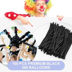 260 Balloons 100 PCS Black – Premium Long Skinny Latex Balloons for Animal