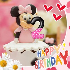 MTLEE Pink Mouse Birthday Candle 1st 2nd 3rd Black black, pink, white