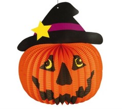 Halloween Paper Pumpkin Decoration Lantern Hanging Skull Party Prop 26cm Vintage