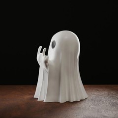 Middle Finger Cute Ghost Statue Scary Ghost Figurines Halloween Decorations JQ