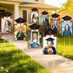 13 Pcs 37″ K-12 Graduation Photo Yard Signs with Stakes, Double-Sided Class of 2