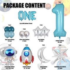 16 Pcs Space Themed Party Decorations Space Balloon Rocket Astronauts Moon Ba…