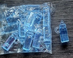 12 Pcs Baby Shower Blue BOTTLE Clear Acrylic 1.5in /4cm Cake Toppers/Craft Decor