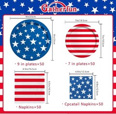 Complete Patriotic Party Set: 50 Disposable Plates & Napkins for Independence…