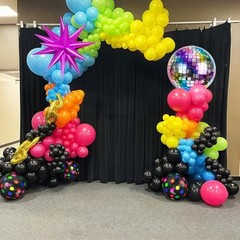 Neon Balloons, 80s 90s Disco Hot Pink Yellow Neon Dot Blue Green Orange