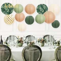 Party Decorations Paper Lanterns Set,12Pcs Sage Green Brown Chinese Japanese Han