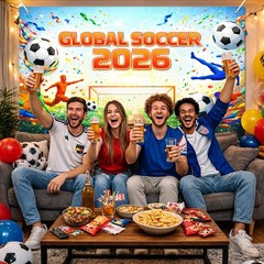 71×43 Inches World Cup 2026 Banner Soccer Tournament Party Decorations Football