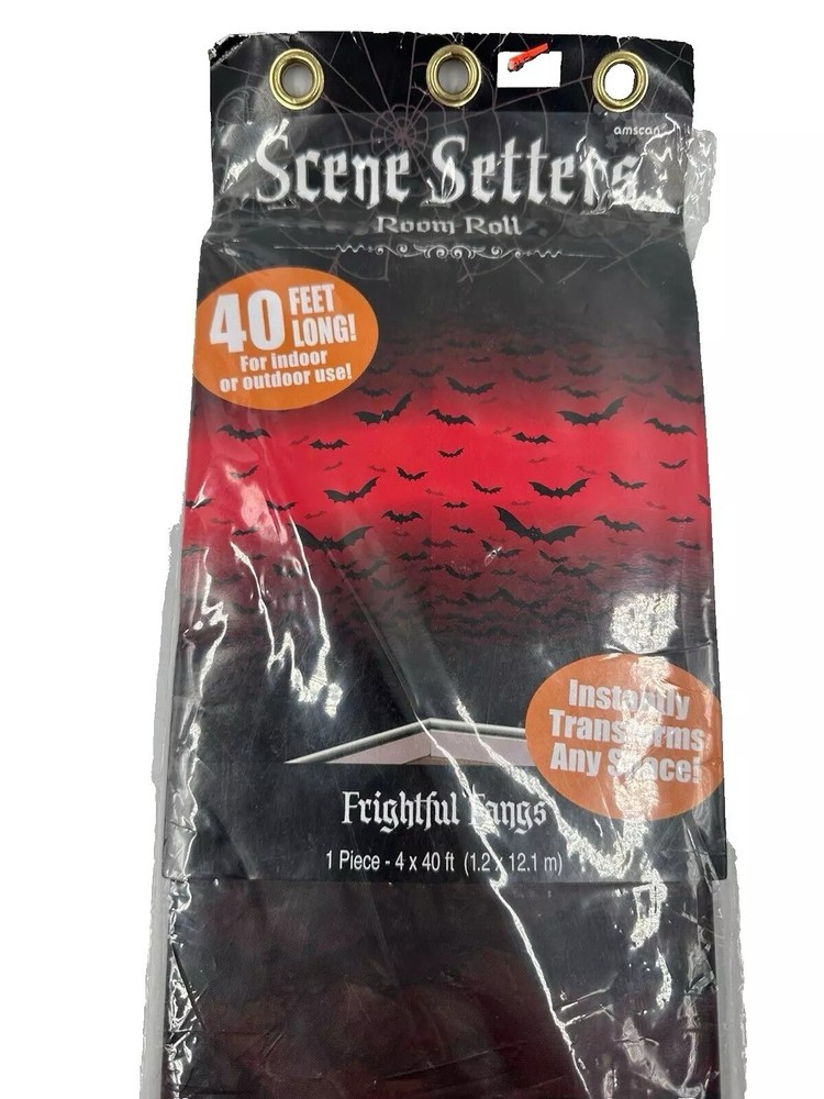 Amscan Halloween Scene Setters Room Roll Wall Frightful Fangs Bats Backdrop 40′