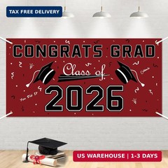 Graduation Decorations 2026 2027 – Maroon Polyester Graduation Backdrop – Gradua