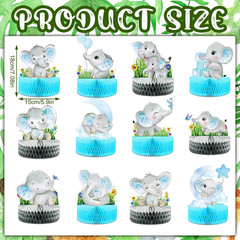 12 Pcs Elephant Themed Baby Shower Decorations Elephant Honeycomb Table Centerpi