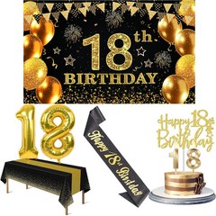 18th Birthday Decorations Boys Girls with Black and Gold