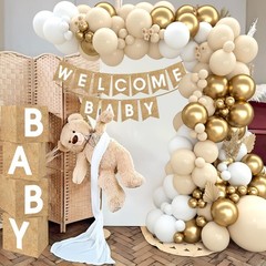 Boho Baby Shower Decorations-97Pcs Burlap Grain Baby Boxes,Nude and Gold Ball…