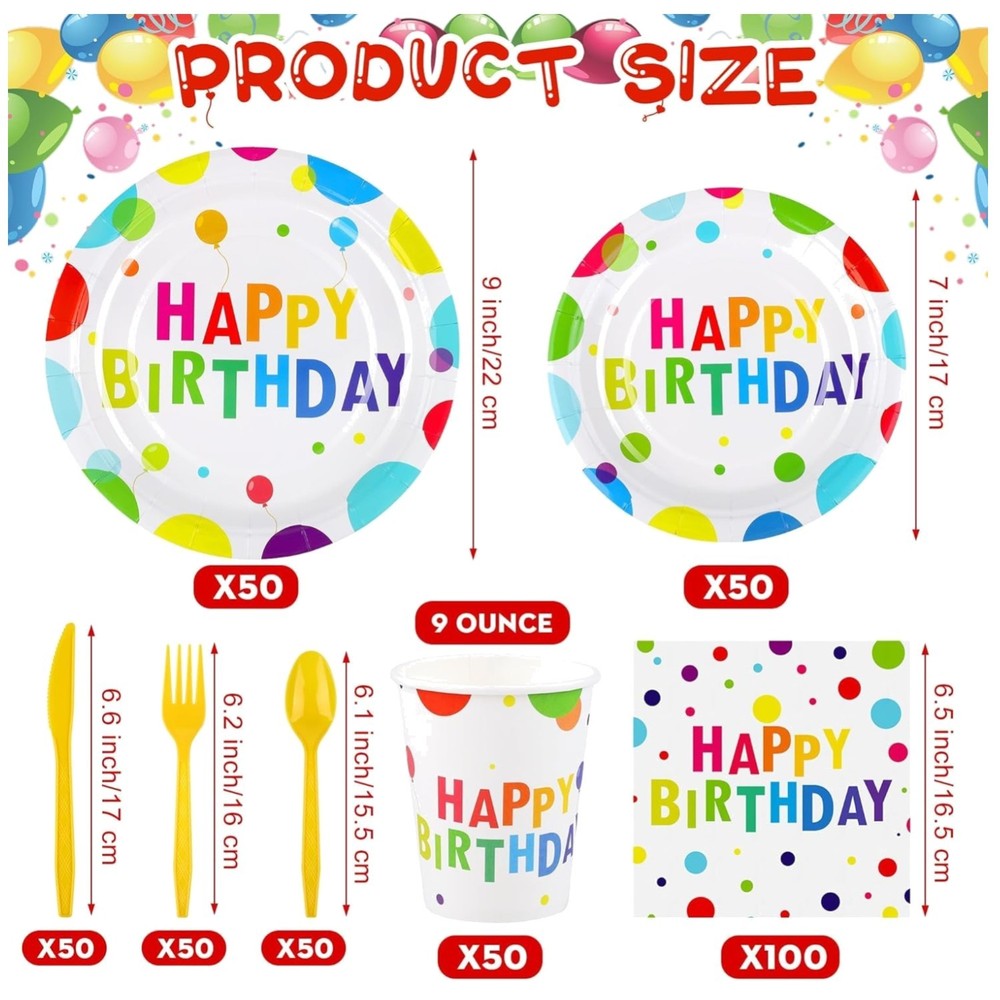Rainbow Dot Disposable Tableware Collection
