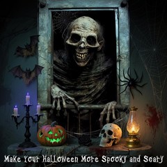 rookea Halloween Funny Skeleton Curtain Banner Spooky Window Decor Polyester