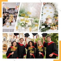 Graduation Decorations 2026, 12 PCS Graduation Centerpieces for Tables, Gold Gli
