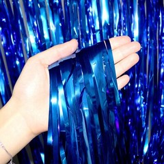 2 Metallic Tinsel Foil Fringe Curtains 3.2 ft x 6.6 ft Baby Shower Gender Reveal