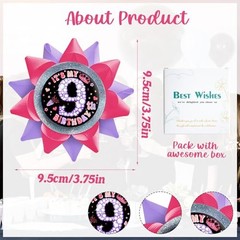 Handmade It’s My 9th Birthday Button, 9th Birthday Button Pins for Girls, Hot