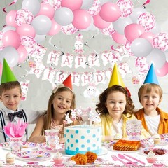 153 Pcs Easter Bunny Birthday Party Decorations Kit with Bunny Birthday Banne…