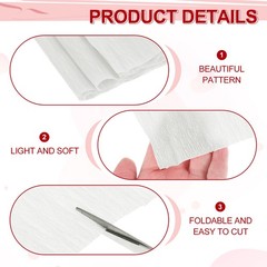 7.5ft Long 20 Inch Width, Crepe Paper Roll White Crepe Paper Decoration