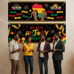 Tiamon 2 Pcs Black History Month Decorations Banner 47.2 x 16.9 Inch Black Histo