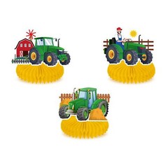 9 Pcs Tractor Honeycomb Centerpieces Farm Green Tractor Themed Party Supplies