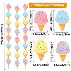 12 Pcs Ice Cream Banners Summer Party Decorations Garland Kit Ice Cream Hangi…