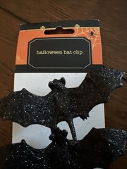 Black Glitter Bat Clip-on Scary Halloween Party Decor Spooky 4 Count NEW