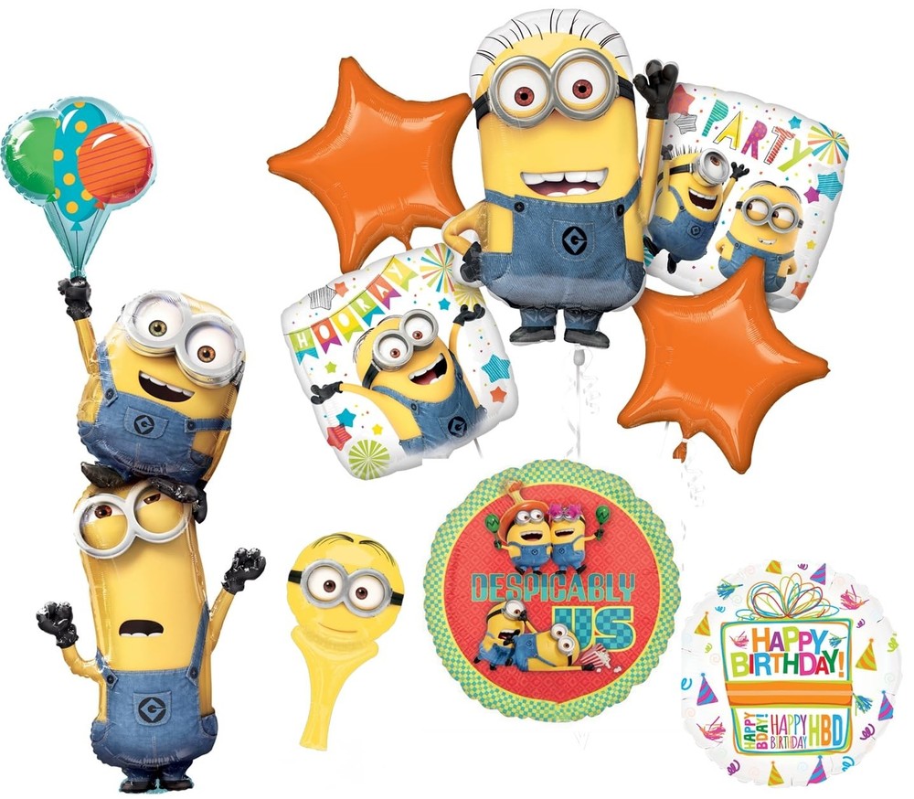 Descpicable Me Minions Stackers Party Supplies 9 pc Balloon Bouquet Decorations