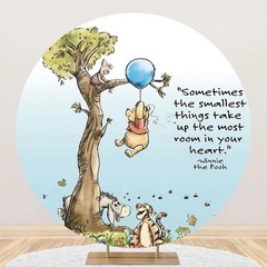 Round Winnie the Pooh Birthday Backdrop Party Baby Shower Background Photo Decor