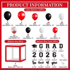 2026 Graduation Decorations, Red And Black Graduation Decorations 2026 Arch K…